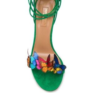 Aquazzura Green Stiletto Heels with Butterfly Accents